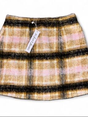 For Love & Lemons Plaid Mini Skirt in Pink, Tan & Black